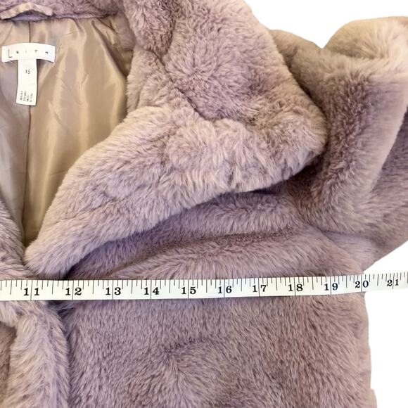 LEITH Sz XS Fur-Fect Fuzzy Faux Fur Jacket in Lavender Cute Elegant Warm - Picture 13 of 16